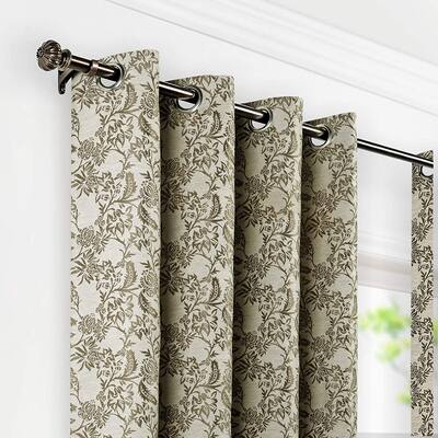 3/4 Inch Adjustable Brown Curtain Rod for Windows & Doors Curtains with Round Decorative Finials & Brackets Set -By Deco Window