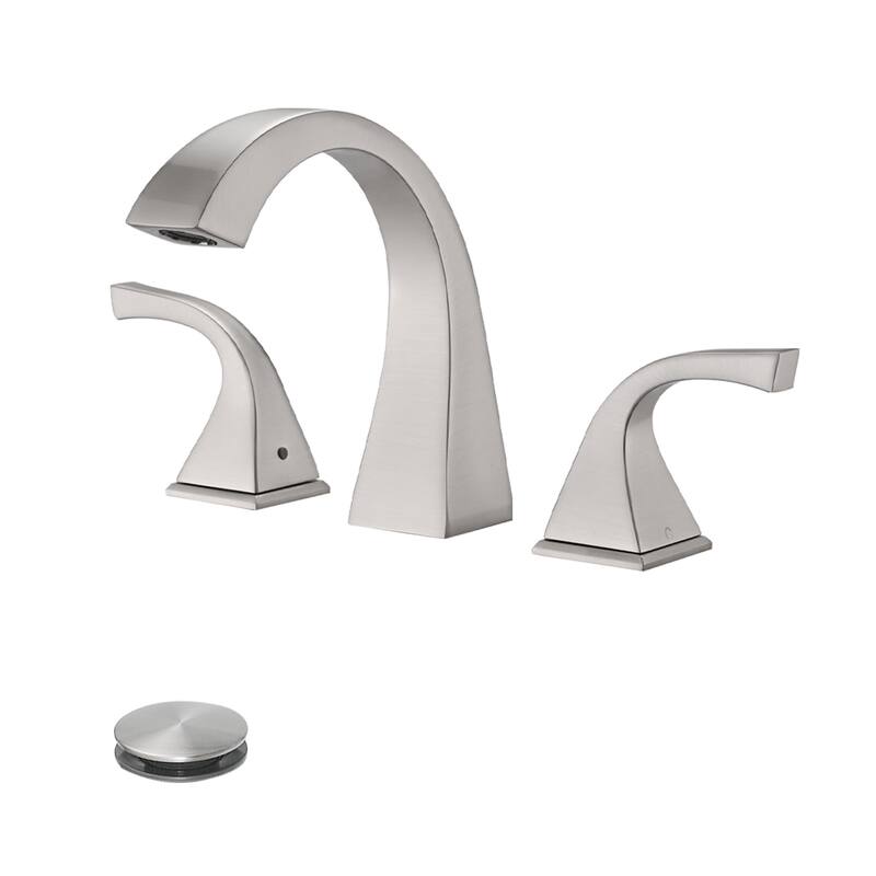 Topcraft Two Handle Bathroom Sink Faucet with Pop-Up Drainer - Brushed Nickel