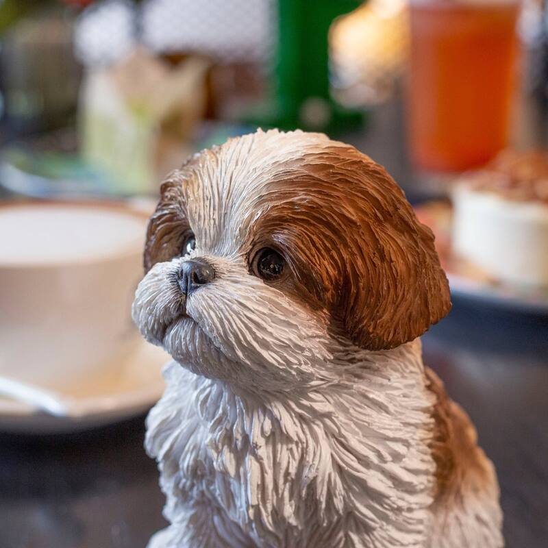 Sitting Shih Tzu Outdoor Garden Statue - 6" - Brown