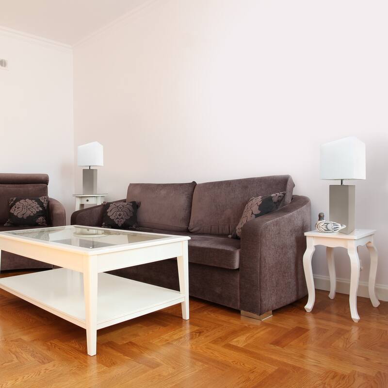 21 in. Gray Finish Table Lamp with White Shade, Sturdy Table Lamp for Living Rooms and Bedrooms, Set of 2