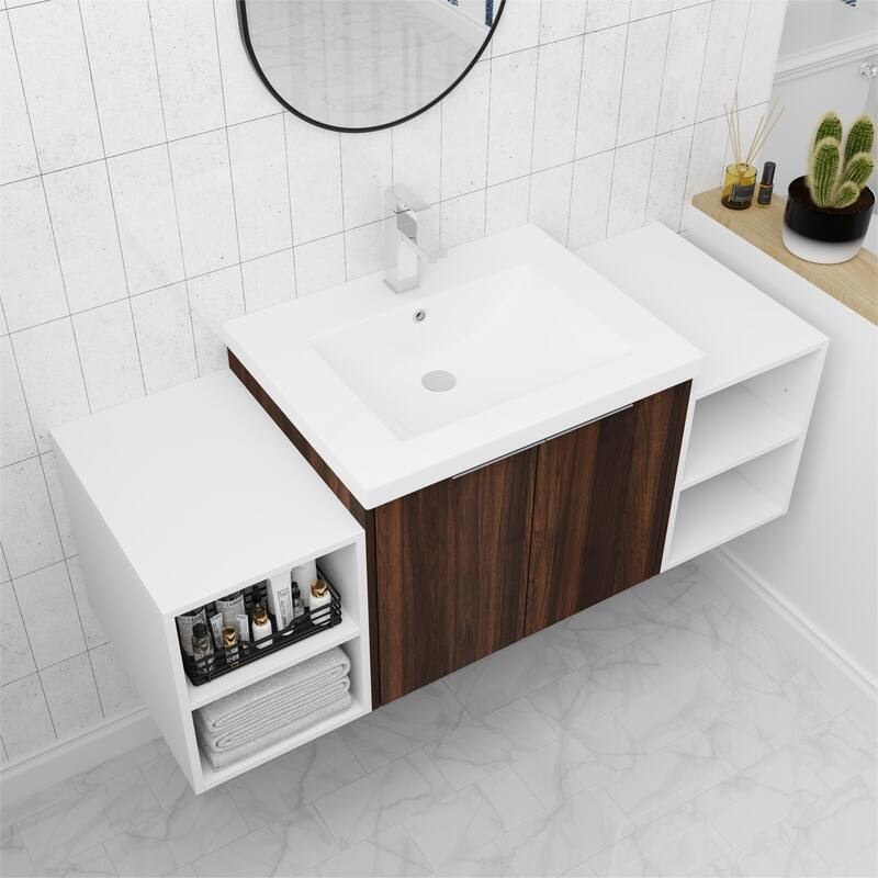 ARTCHIRLY 24/36/48/60/72/84 Inch Bathroom Vanity with Sink, Floating Bathroom Vanity with Soft Close Door and Shelf