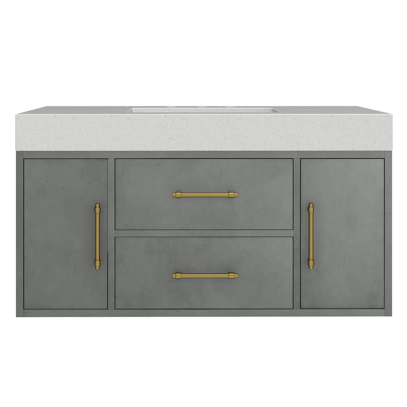 Moasis 40"/48" Wide Floating Wall Mounted Bathroom Vanity with 2 Drawers & 2 Storage Cabinet