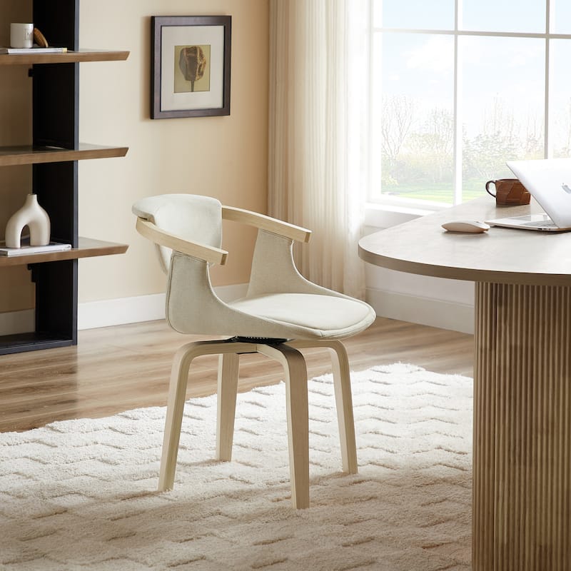 Art Leon Swivel Upholstered and Wood Accent Chair