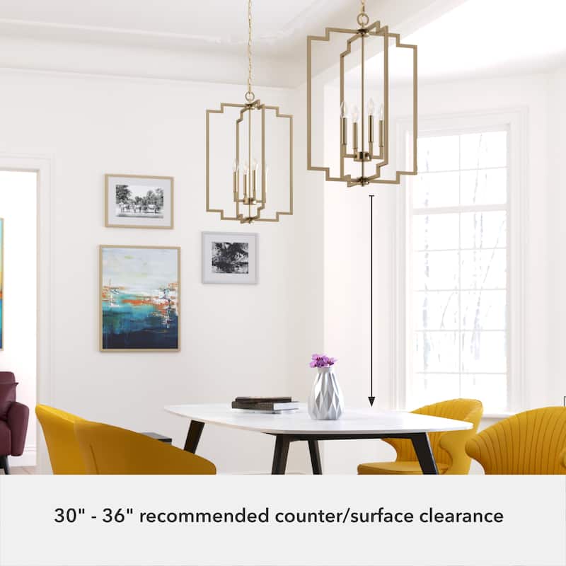 Hunter Zoanne 4-Light Modern Pendant Hanging Light - Island, Entry, Dining - Geometric, Contemporary, Candle, Transitional