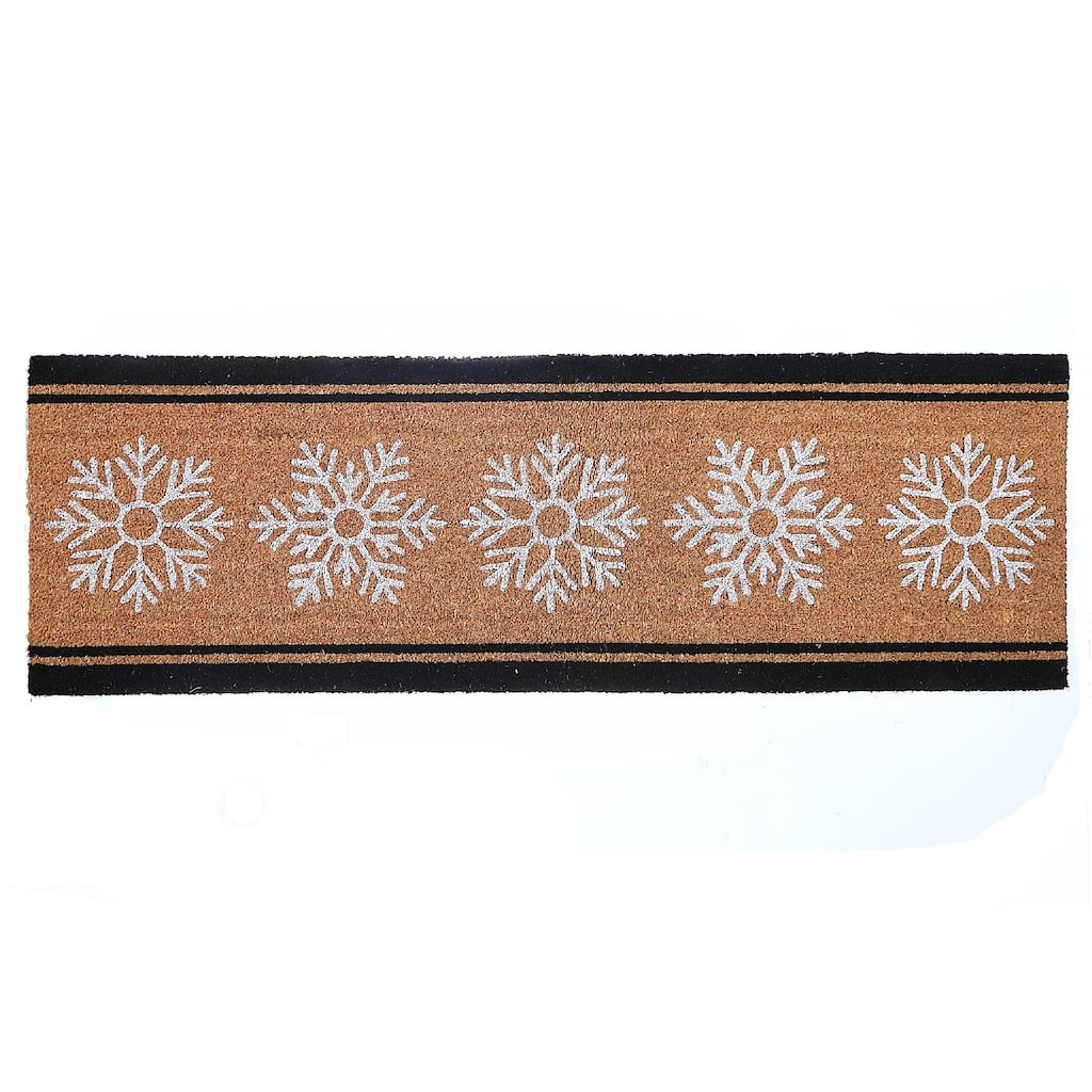 Christmas Coir Door Mat Snowflakes 16 X 48