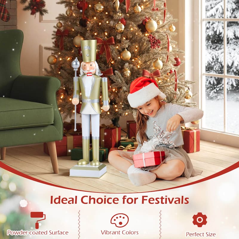 Costway 32.5” Christmas Nutcracker with High Hat & Beautiful Scepter, - See Details