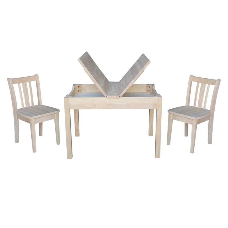 Kids Table with Lift Up Top and 2 San Remo Juvenile Chairs - 3 Piece Set