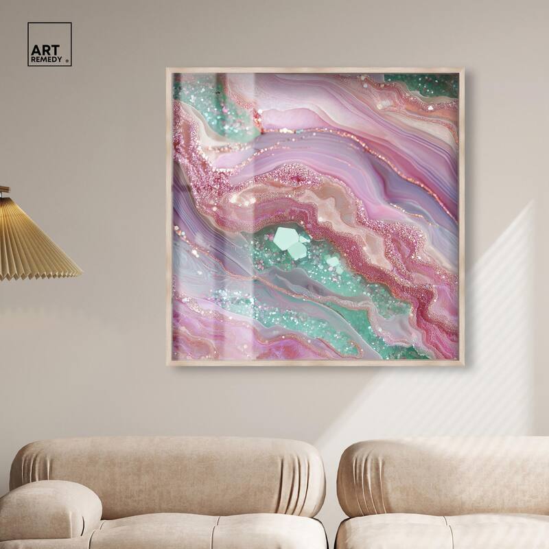 Pink and Mint Crystal II Shadowbox by Art Remedy