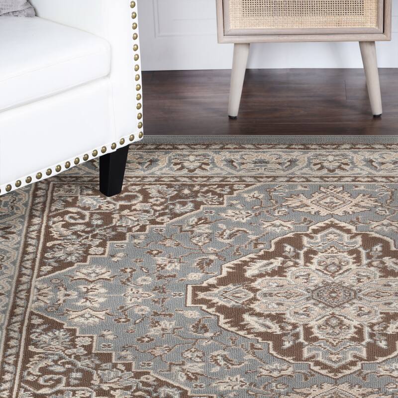 Superior Traditional Oriental Floral Medallion Indoor Area Rug