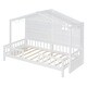 preview thumbnail 5 of 16, Twin Size House Bed with Shelves and Window, Wood Guardrail Bed with Sparkling Light Strip on the Roof Design