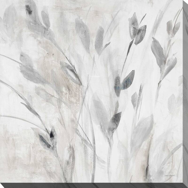 "Gray Misty Leaves Square I" Print on Canvas