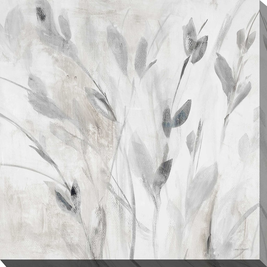 "Gray Misty Leaves Square I" Print on Canvas