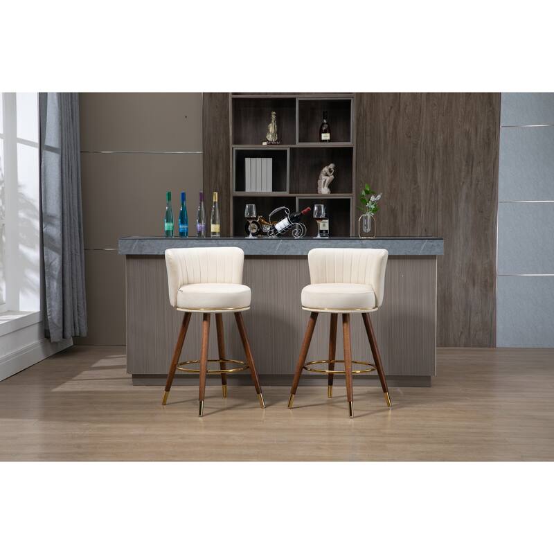 Counter Height Bar Stools Set of 2 for Kitchen Counter Solid Wood Legs