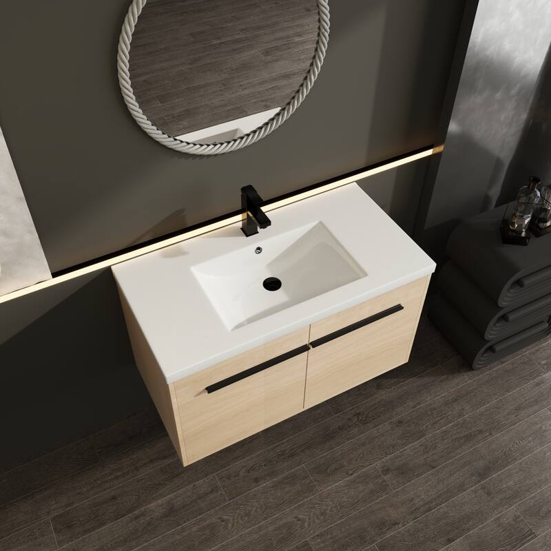Bathroom Vanity with Resin Countertop Sink & 2 Doors