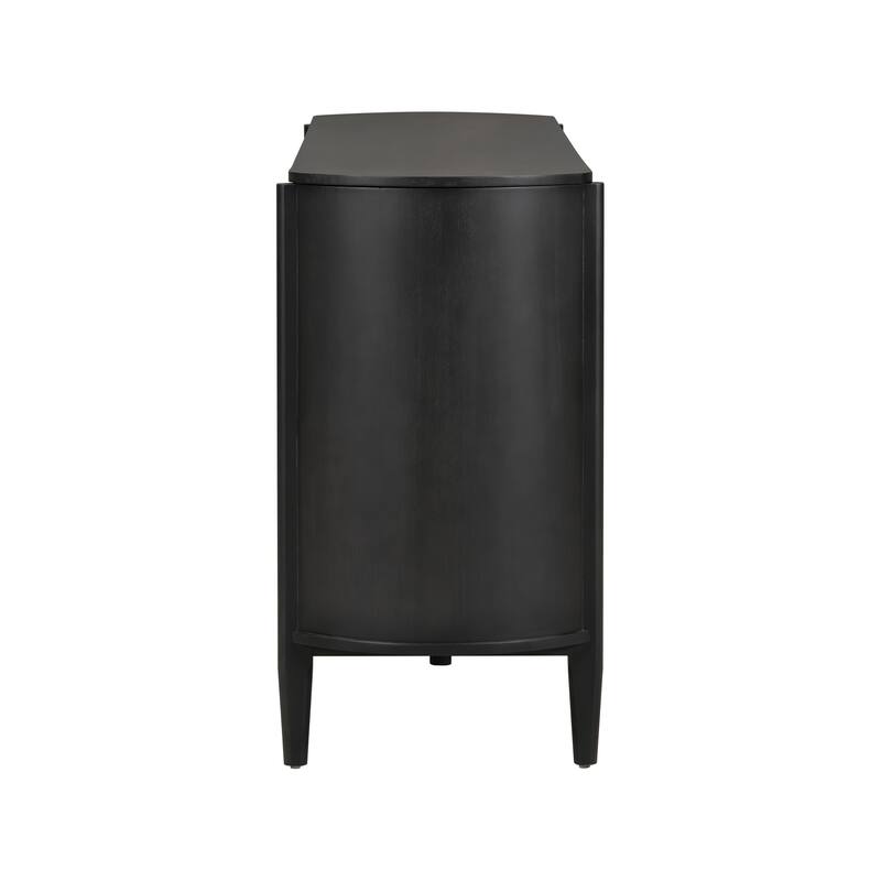 4-Door Wood Storage Cabinet Buffet Sideboard with Shelves, Modern Display Cabinet with Glass Doors, Accent Console Table