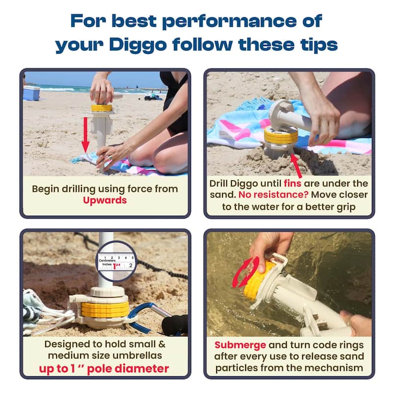 Diggo Dog Stake Beach Anchor - Dog Beach Essentials for All Dog Sizes - 1pc