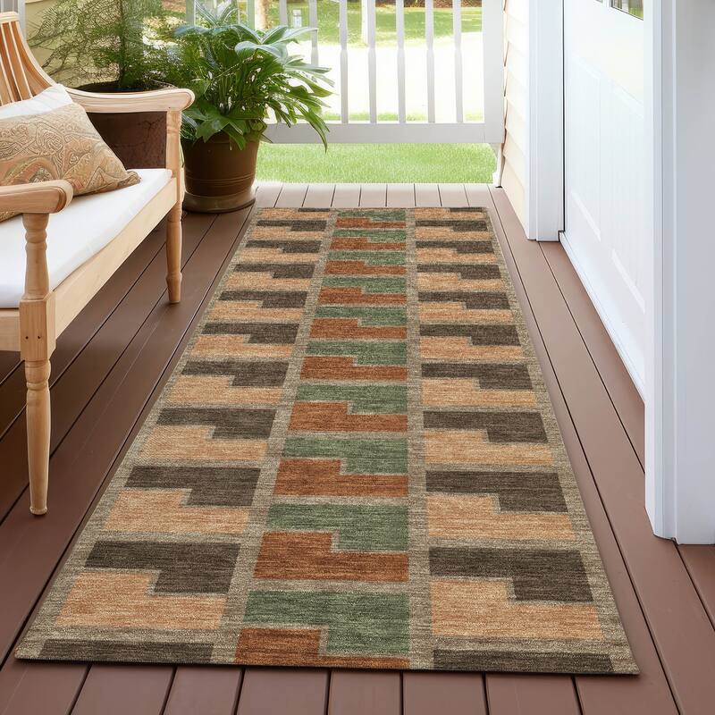 Machine Washable Indoor/ Outdoor Contemporary Kaylee Chantille Rug - Paprika - 2'3" x 7'6"