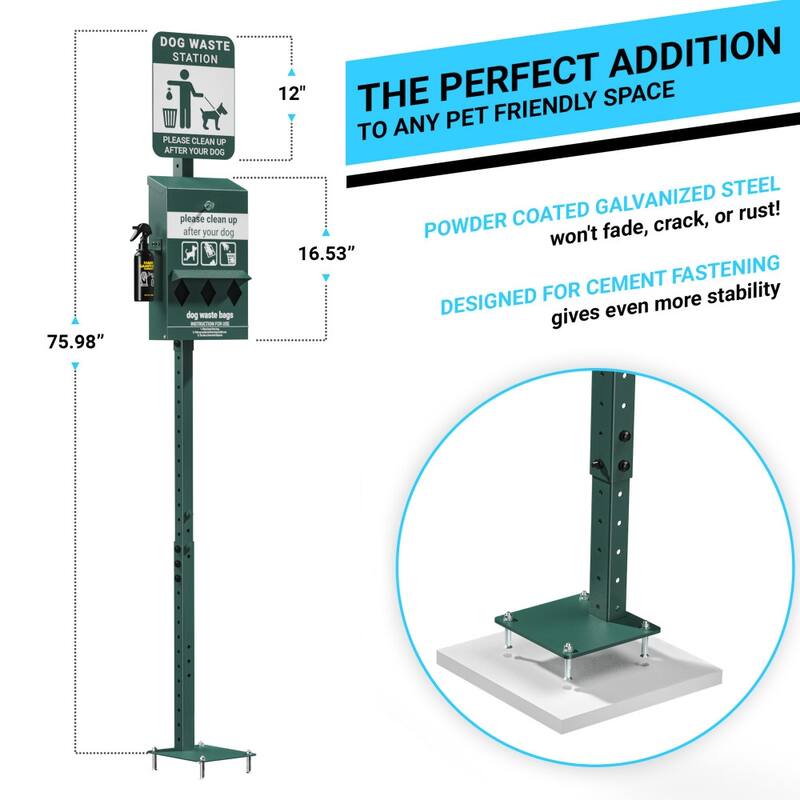 Mini Pet Waste Station with Roll Waste Bag Dispenser-Hand Sanitizer Bottle