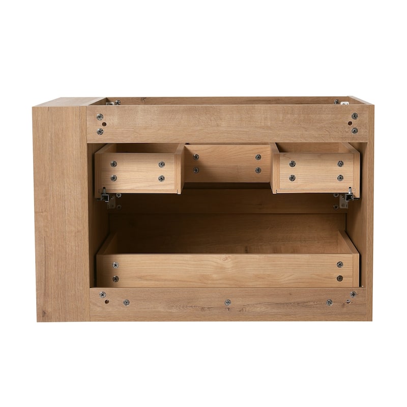 30 Inch Wall Mounted Plywood Bathroom Vanity Set with Integrated Resin Basin and Drawer