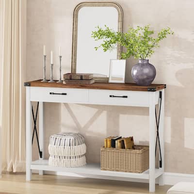 31-inch Side Table Suitable for Entrances, Hallways, and Living Rooms Two-Tier