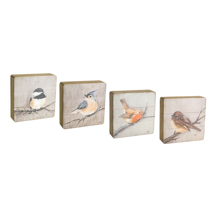 Bird Plaque (Set of 4) - Multi-Color