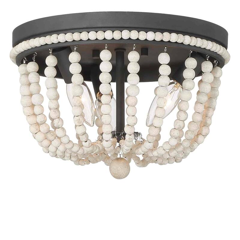 Fidenza 3-light Boho Beaded Flush Mount Ceiling Light Farmhouse Coastal Dome Lighting - 12 inches