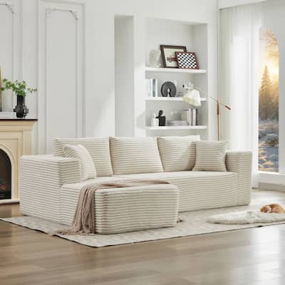 106" Cloud Sectional Couch L-Shape with Left Facing Chaise(Single Seat is not included),Deep Seat Modern Modular Sofa