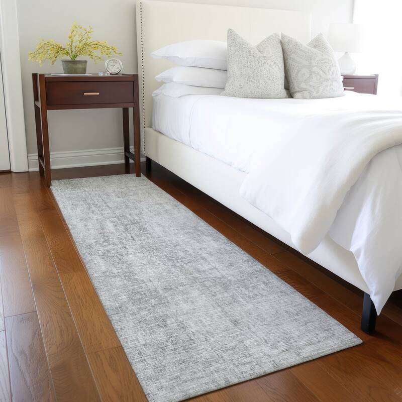 Machine Washable Indoor/ Outdoor Chantille Abstract Solid Rug - Gray - 2'3" x 7'6"