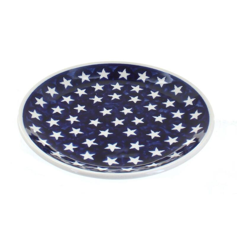 Blue Rose Polish Pottery Zaklady Dessert Plate - Stars