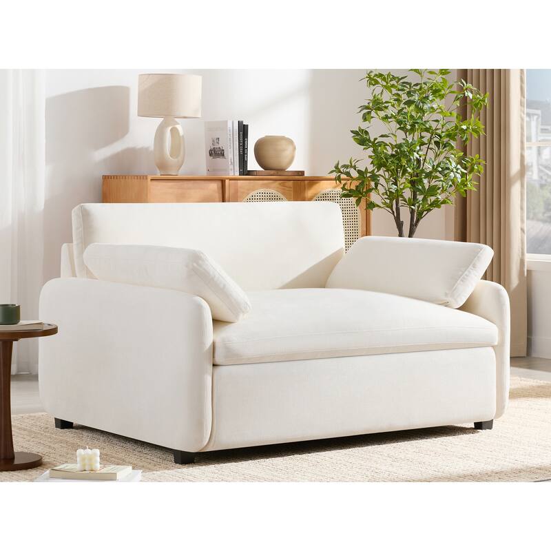 Roomfitters 50" Oversized Chenille Accent Chair, Wide Deep Seat Single Sofa, Modern Upholstered Lounge Chair with Pillows