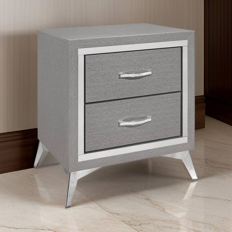 Gray 2 Drawer 16.18 in. W Nightstand with Trimmed Edge Design