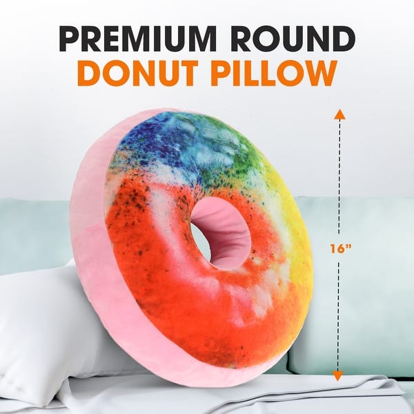 dimension image slide 0 of 3, Cheer Collection Reversible Plush Donut Throw Pillow