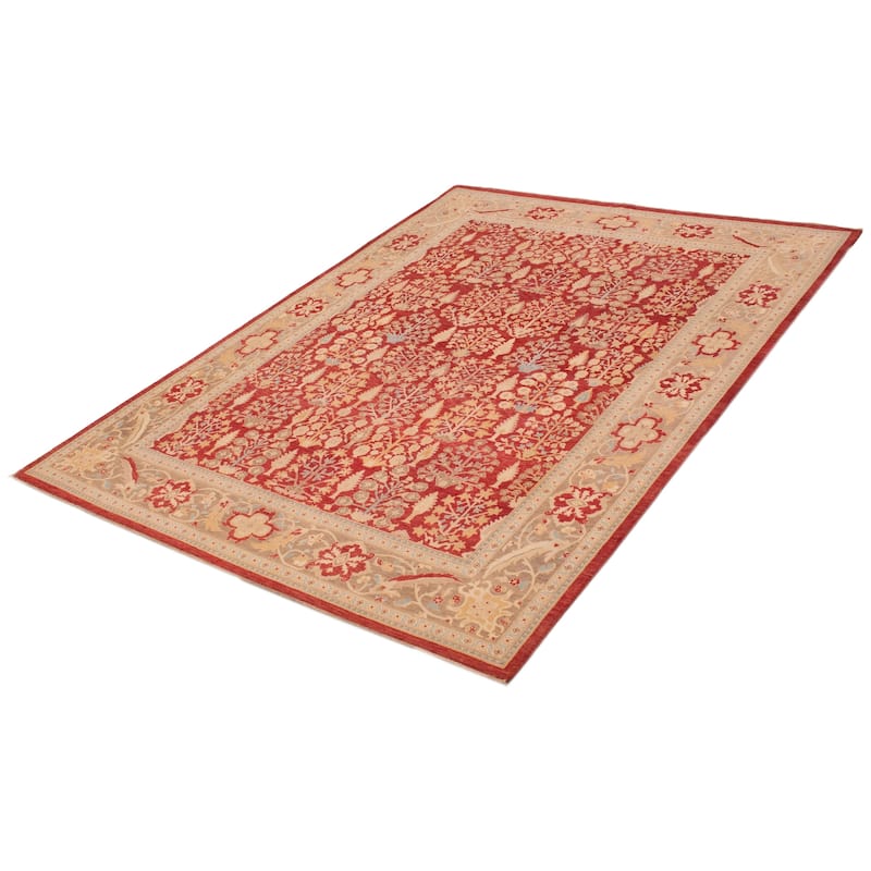 ECARPETGALLERY Hand-knotted Peshawar Finest Red Wool Rug - 7'10 x 10'2
