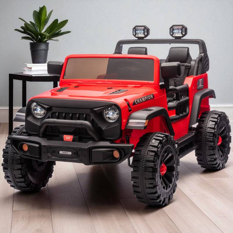 24V 2-Seater Kids Electric Car with 400W Motor, Remote Control, 4-Wheel Suspension, Bluetooth Music, USB/MP3 & LED Searchlights - Red