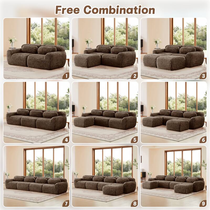 Anmytek Modular Sectional U-Shaped Sofa Deep Seat With Chaise Free Combination Vacuum Packed