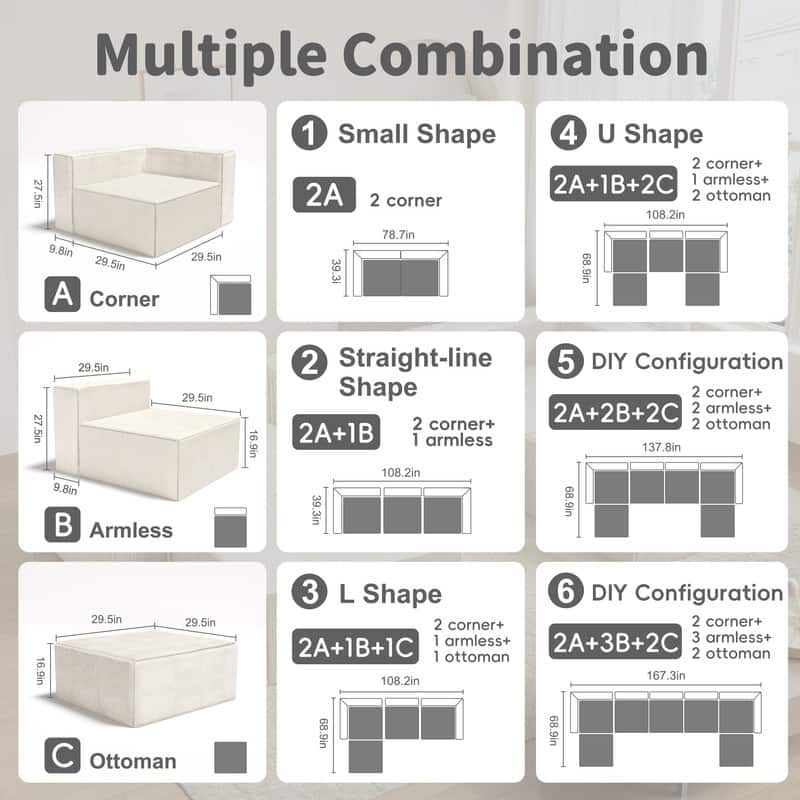 Corduroy Module Comfortable Compression Sofas