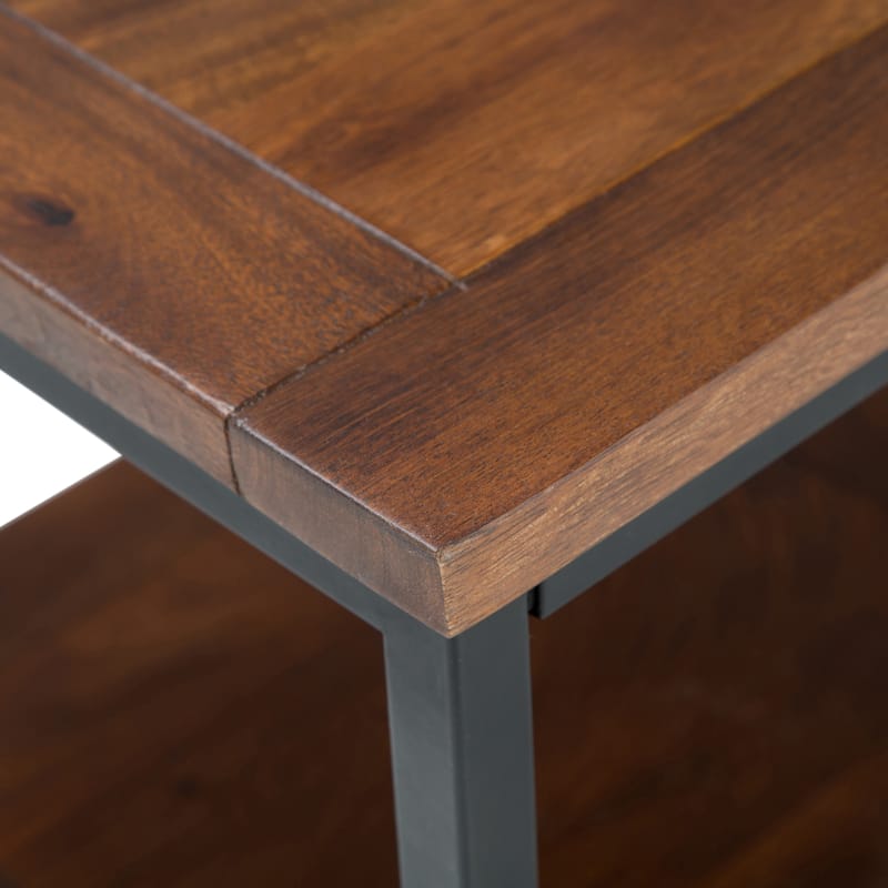 WYNDENHALL Rhonda SOLID MANGO WOOD & Metal 22" Wide Square Industrial End Side Table - 22 W x 22 D x 22 H