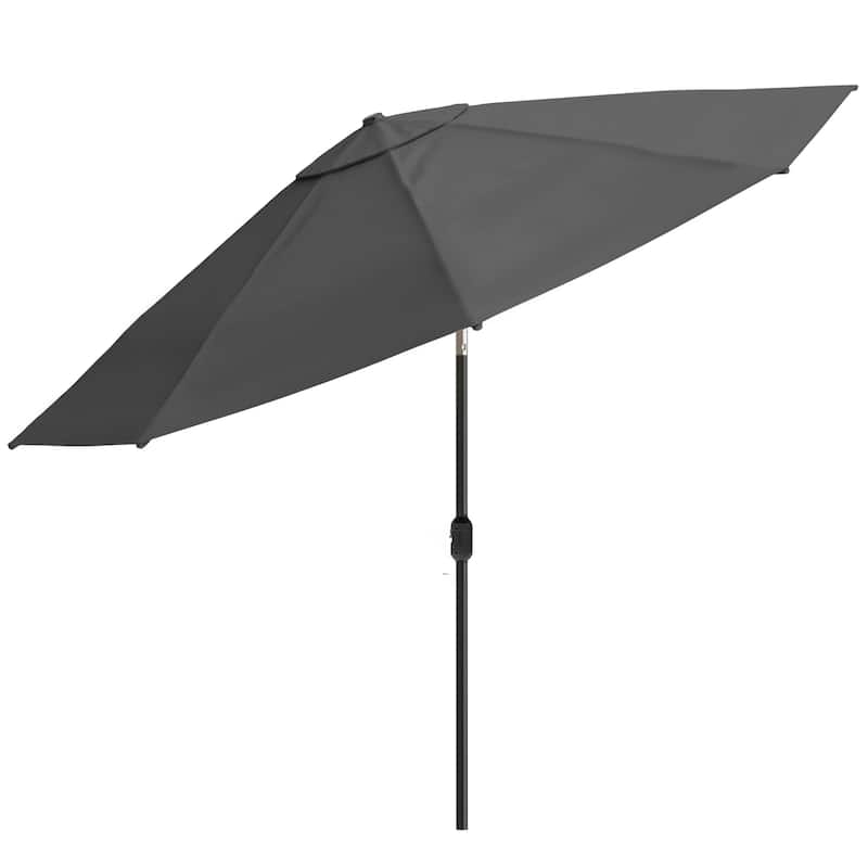 Patio Umbrella with Lights - 10 ft Outdoor Sun Shade Canopy with 32 Solar LEDs by Pure Garden (Gray)