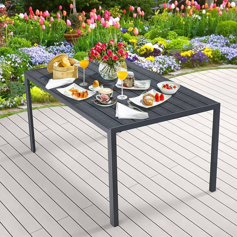 AECOJOY Metal Patio Dining Table ,Weather-Resistant Table