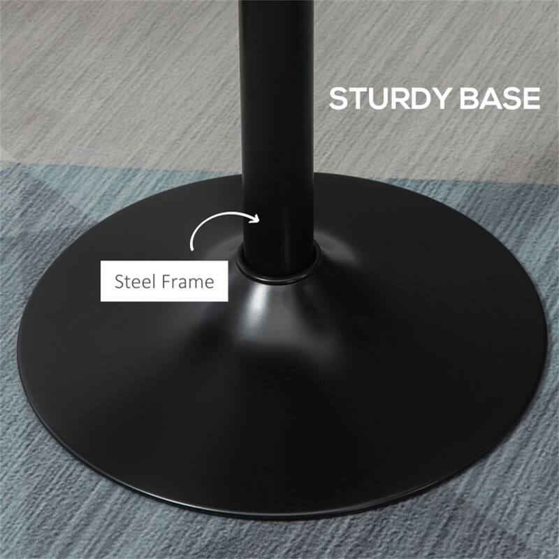 Rustic Round Bar Table with Steel Base and Polished Wood Top for Cafe or Home - 24"(Dia) x 42"H