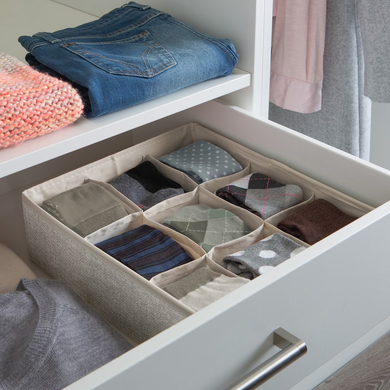 Simplify 9 Compartment Drawer Organizer in Faux Jute - 14"x 12"x 4"