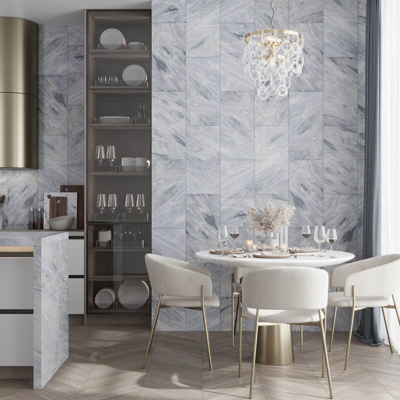 Apollo tile 12 x 24 Grandis Honed Gray Calacatta Bluette Marble Tile (10 sq ft/case) - 5 Pack - Grey
