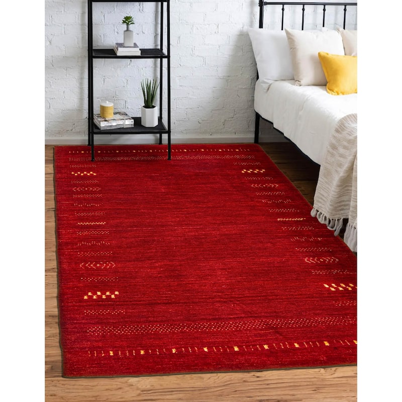 Kashkuli Gabbeh Red Rug 3'11" x 5'10" - 3'11 x 5'10