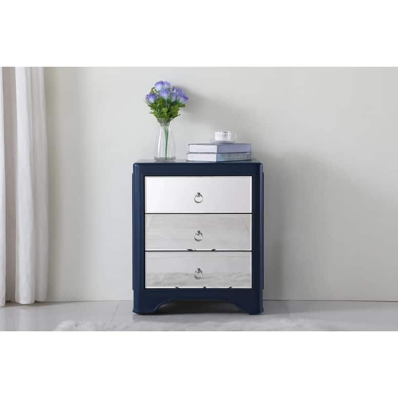 3-Drawer Mirrored Accent Chest - Blue