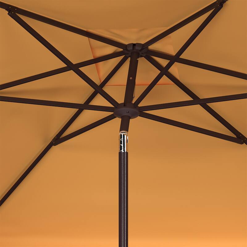 SAFAVIEH Outdoor Mirnesa Fringe 7.5 Ft Square Crank Umbrella, Base Not Included