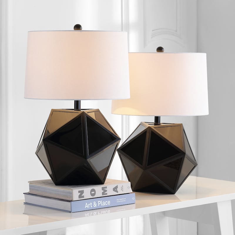 SAFAVIEH Lighting Everly 23-inch Modern Geometric Black Table Lamp (Set of 2) - 16"x16"x23" - 16Wx16Dx23H