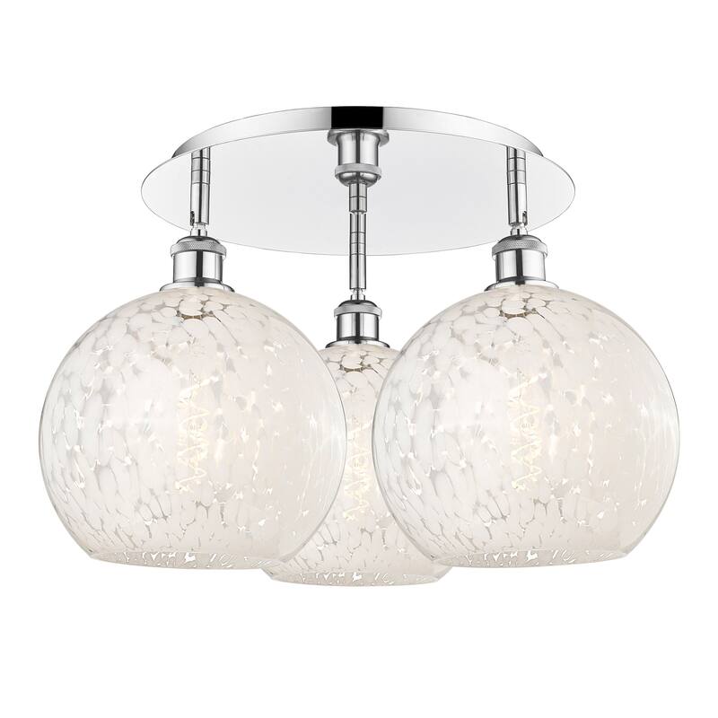 Innovations Lighting 516-3C-13-22-White Mouchette-Ceiling Fixture - Polished Chrome / White Mouchette