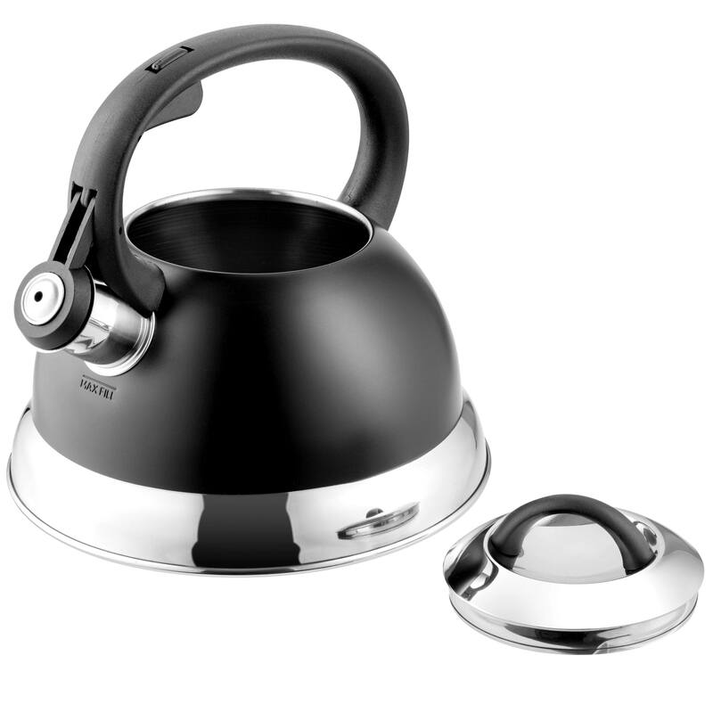 Mr. Coffee Flintshire 1.75 Quart Whistling Stovetop Tea Kettle in Black - 1.75 Quart