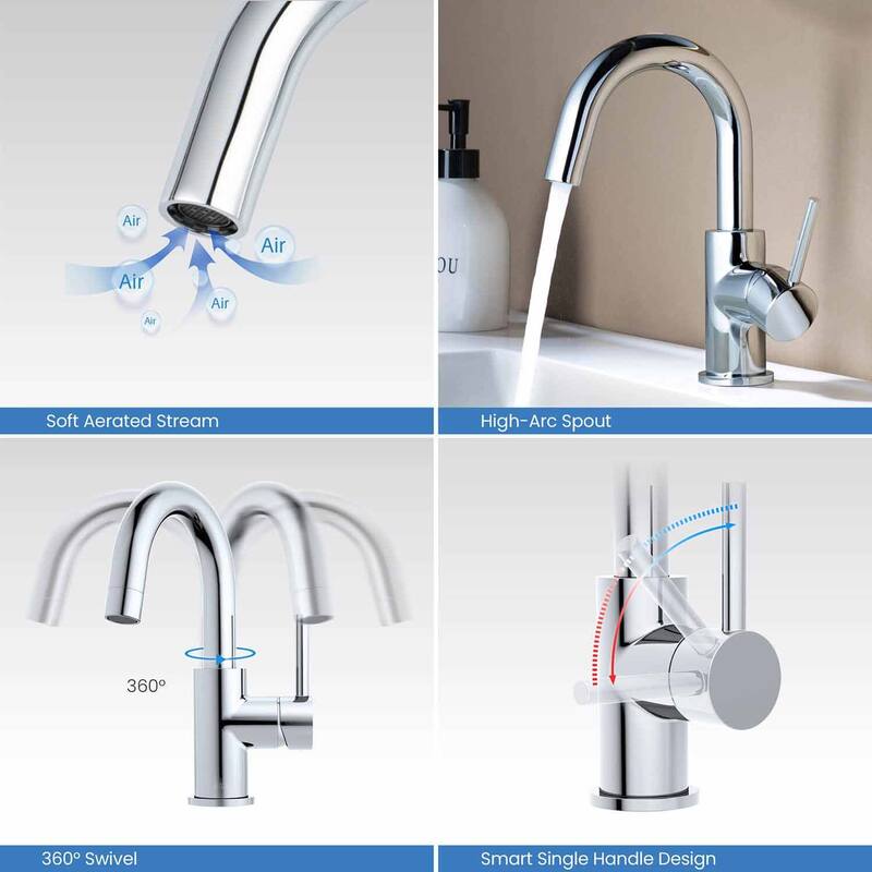 Circular Single Handle High-Arc Bathroom Sink Faucet with Pop Up Drain