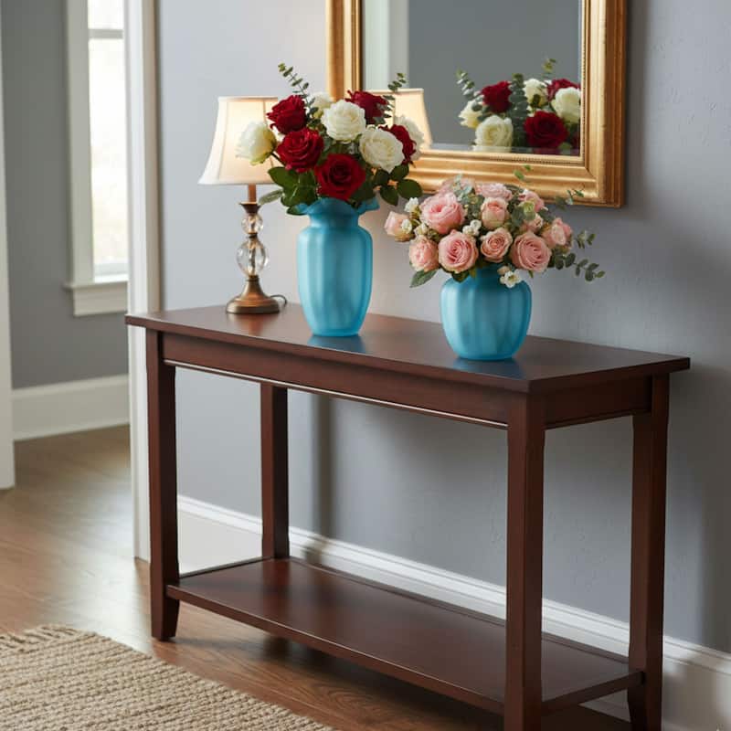 Fleurine Set of 2 Fluted Blooming Decorative Glass Flower Table Vases